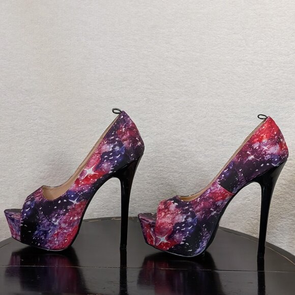 Shoe Dazzle Open Toe Slip on Stiletto High Heel Platform pumps Size 9 - Picture 8 of 11